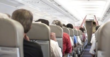 Passengers seated on an airplane